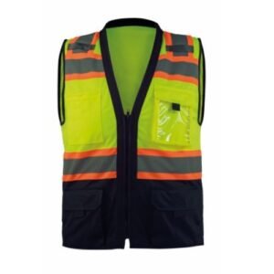 Chaleco de seguridad tipo brigadista, modelo 1076, color azul marino con reflejantes. Disponible en Tuxtla, San Cristóbal y Tapachula.
