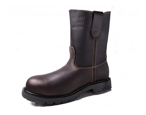 Par de botas de seguridad industrial, modelo 850, con casquillo de acero y suela antiderrapante. A la venta en Tuxtla, San Cristóbal y Tapachula.
