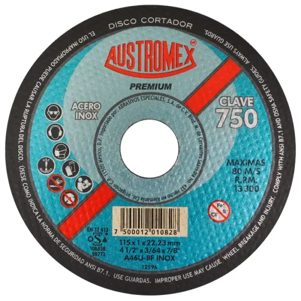 Disco de corte de 7 pulgadas para concreto y mampostería, modelo 750, con carburo de silicio. A la venta en Tuxtla, San Cristóbal y Tapachula.