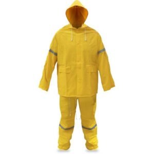 Juego de impermeable de dos piezas (chamarra y pantalón) de PVC, modelo 1002, en color amarillo. A la venta en Tuxtla, San Cristóbal y Tapachula.