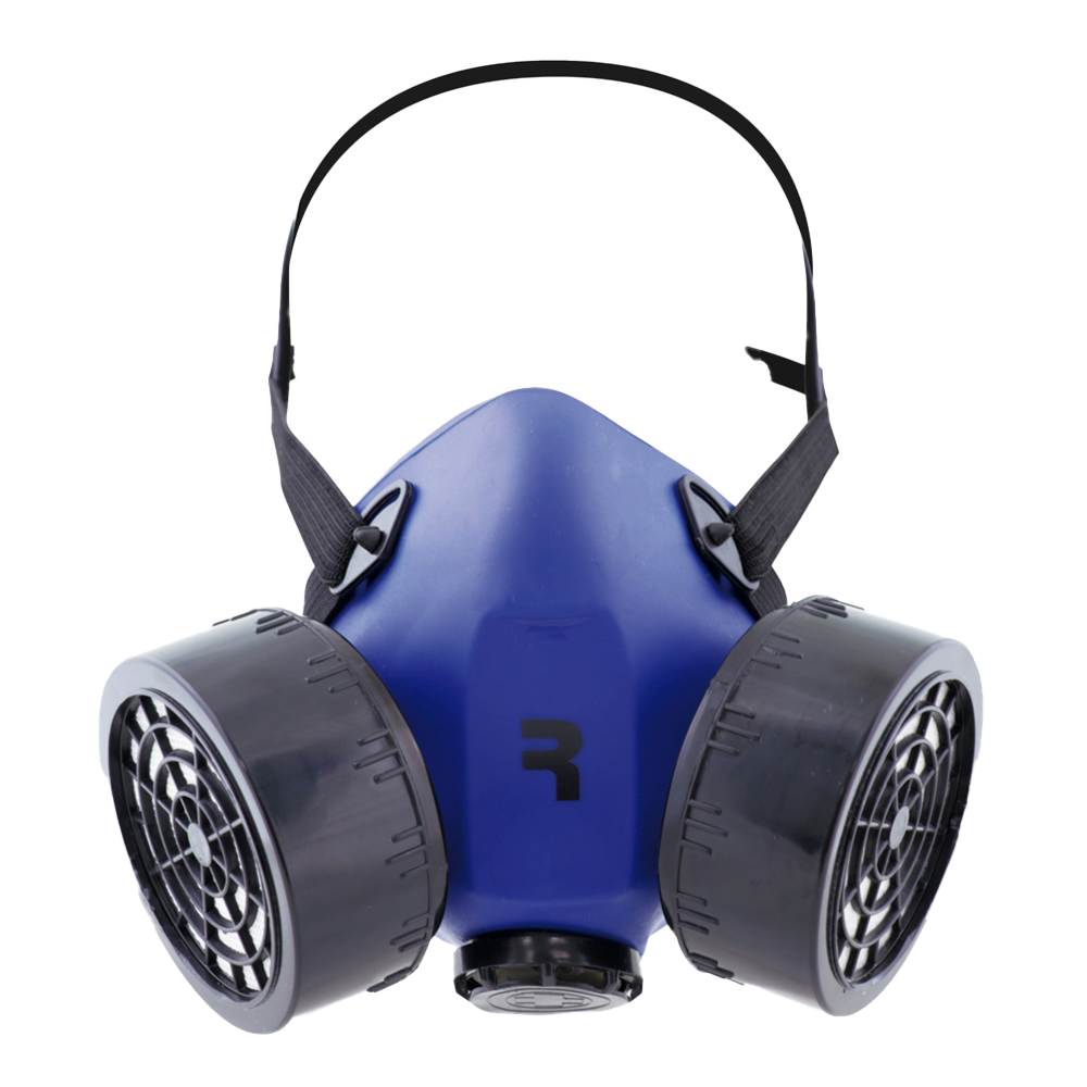 Respirador profesional de media cara REX-200, con diseño de doble cartucho y pieza facial de silicona. A la venta en Tuxtla, San Cristóbal y Tapachula.