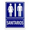 Señal para sanitario mixto o unisex, con pictogramas de hombre y mujer. A la venta en Tuxtla, San Cristóbal y Tapachula.