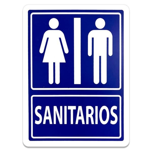 Señal para sanitario mixto o unisex, con pictogramas de hombre y mujer. A la venta en Tuxtla, San Cristóbal y Tapachula.